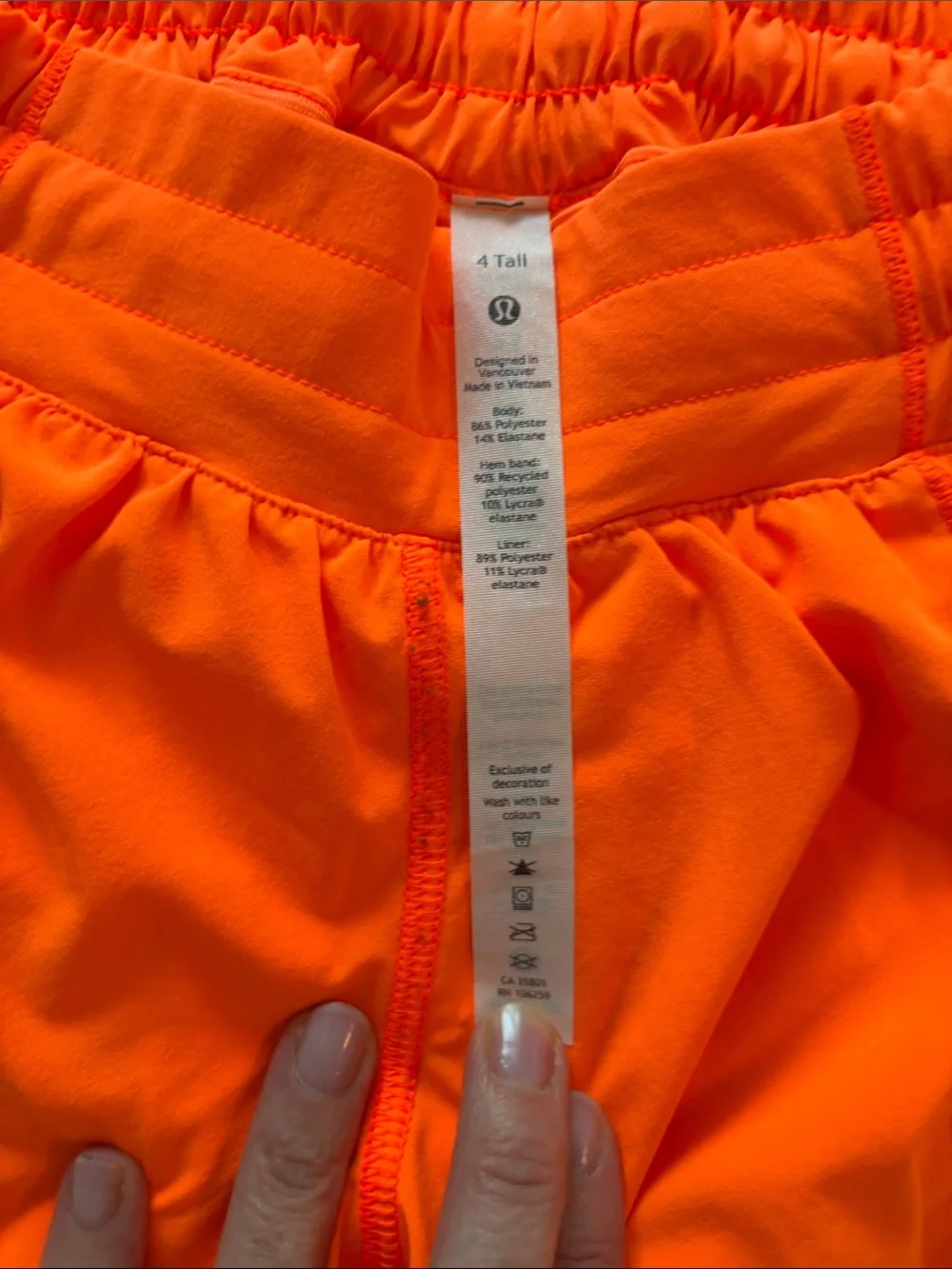 lululemon Neon Orange Women's Athletic Shorts size 4 Tall